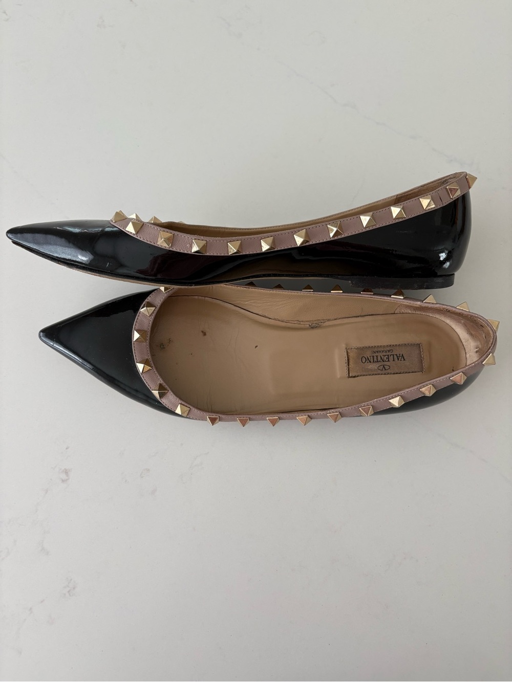 Valentino Garavani Rockstud Patent Leather Ballet Flats Size 41 Black Luxury - Picture 4 of 9